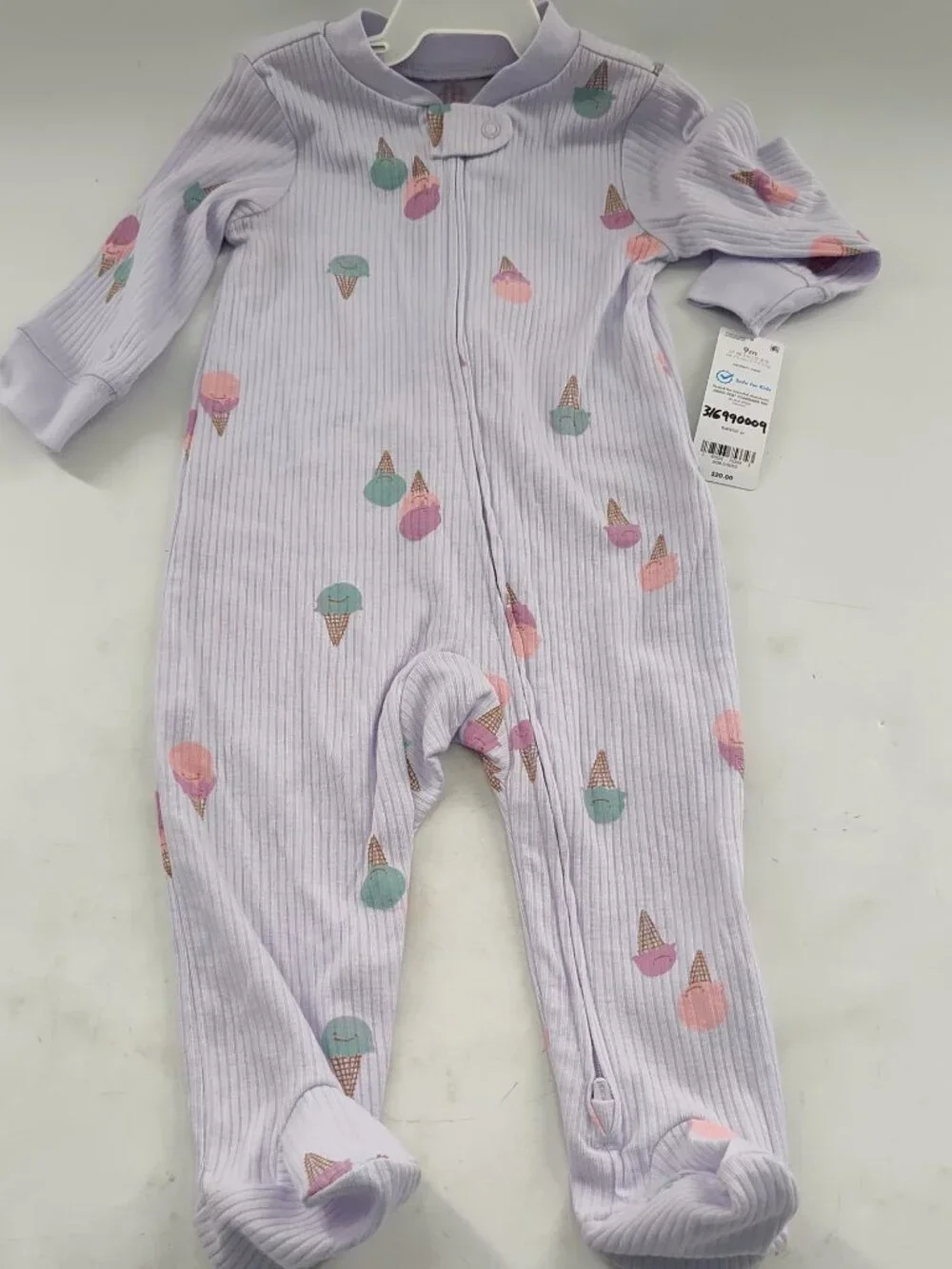 Girls Carter's Lightweight Zip-up Sleeper Purple Icecream Size 9mo    P#745@CMK